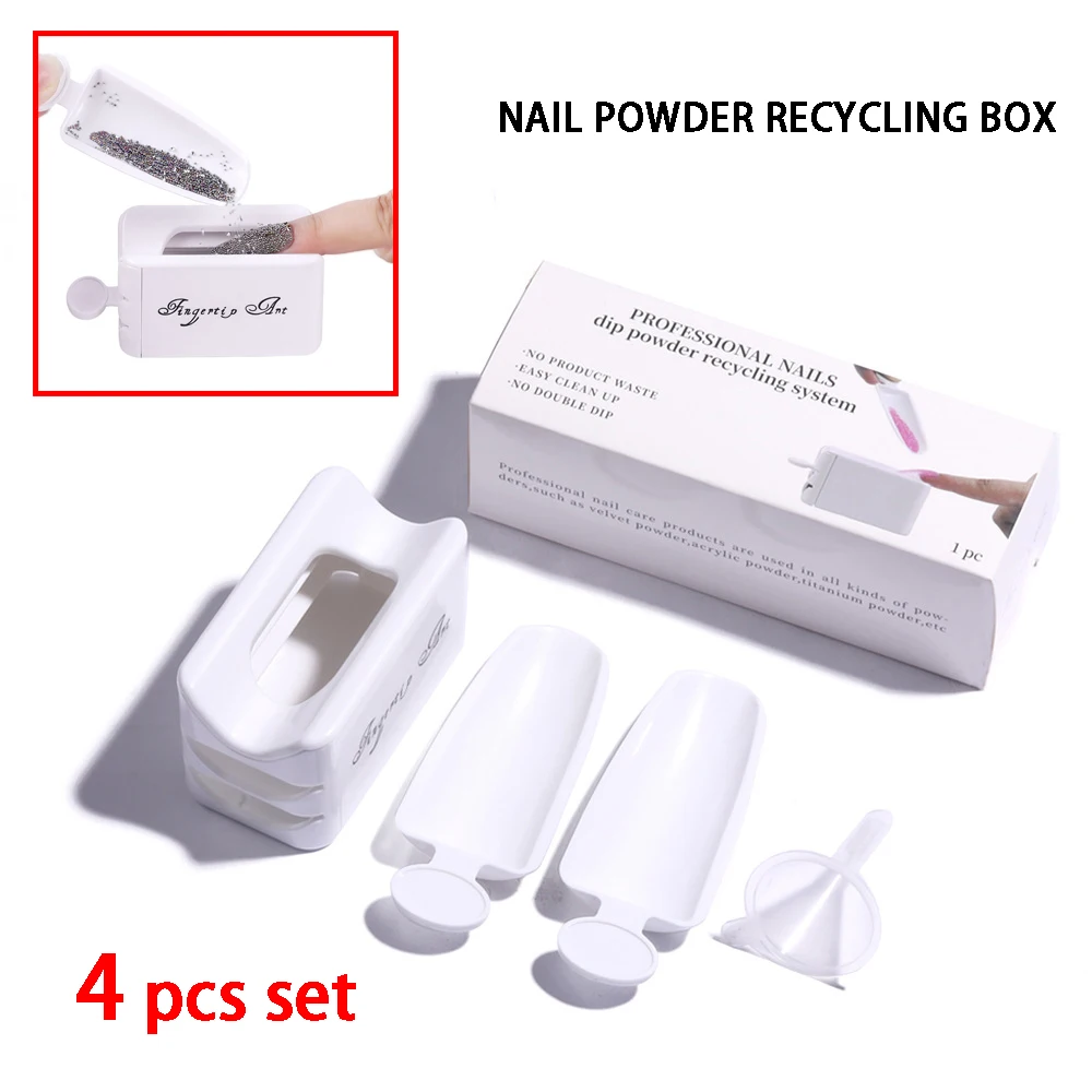 

Nail Art Dip Powder Recycling Container Double Layer French Box Dipping Manicure Glitter Sequins Drill Storage Tools Accessories