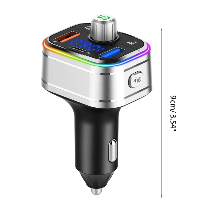Автомобильный FM-передатчик 53CC со светодиодной подсветкой совместимый с Bluetooth MP3