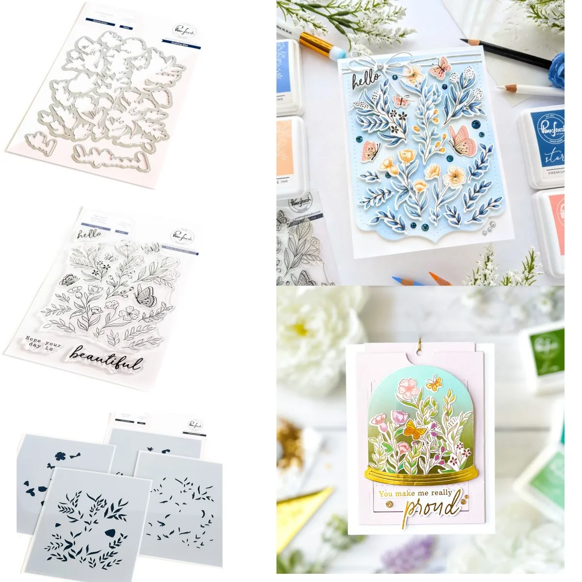 

Butterfly Garden Llower Metal Cutting Dies Clear Stamps Stencil Scrapbook Diary Decoration Embossing Template Diy Greeting Card