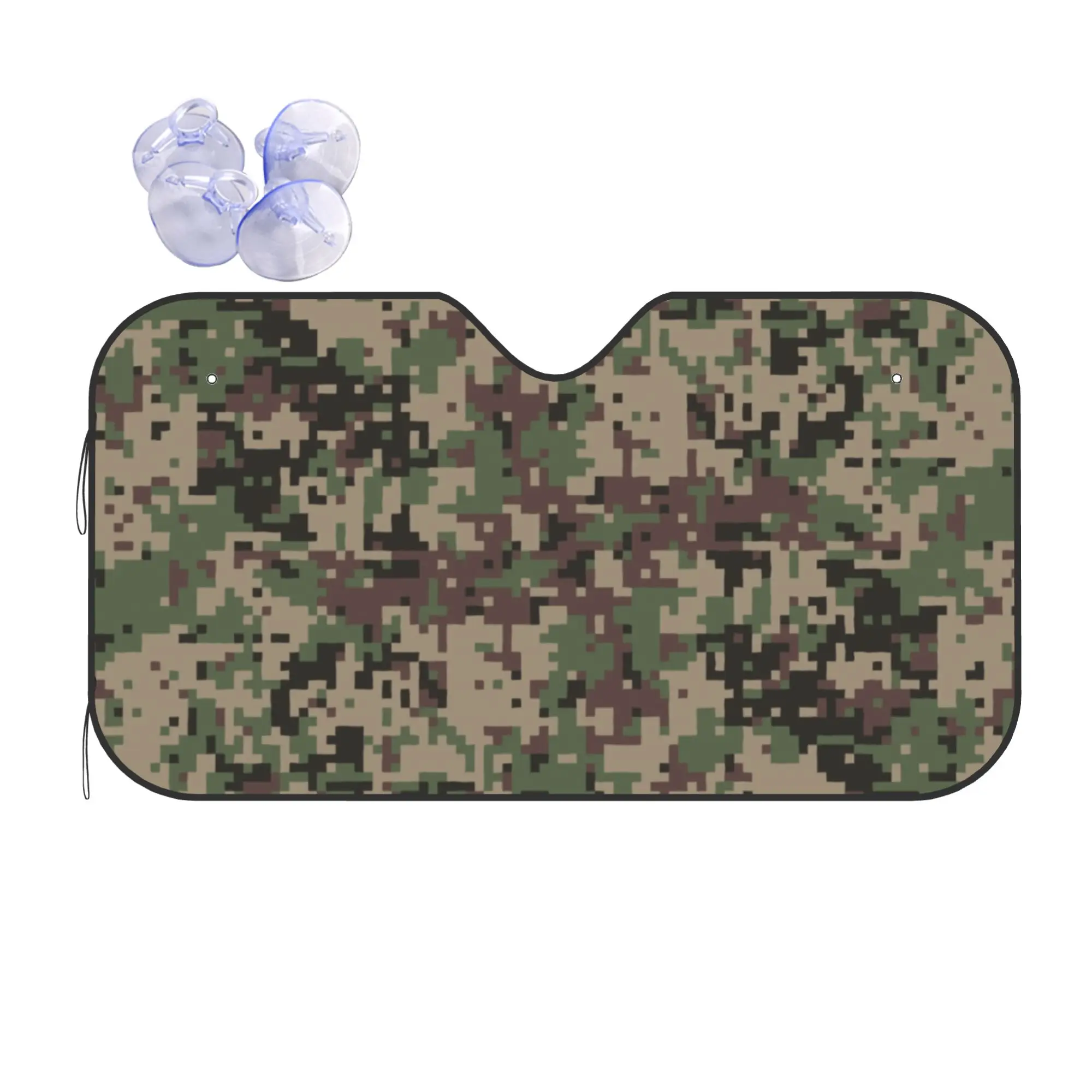 Фото Солнцезащитный козырек для лобового стекла автомобиля Marpat Camo: теплоизоляция, защита от УФ-лучей, портативный, из алюминиевой фольги, камуфляж Woodland №1