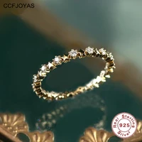 ccfjoyas 100 real 925 sterling silver 14k gold plating rings for women european and american simple light luxury zircon ring