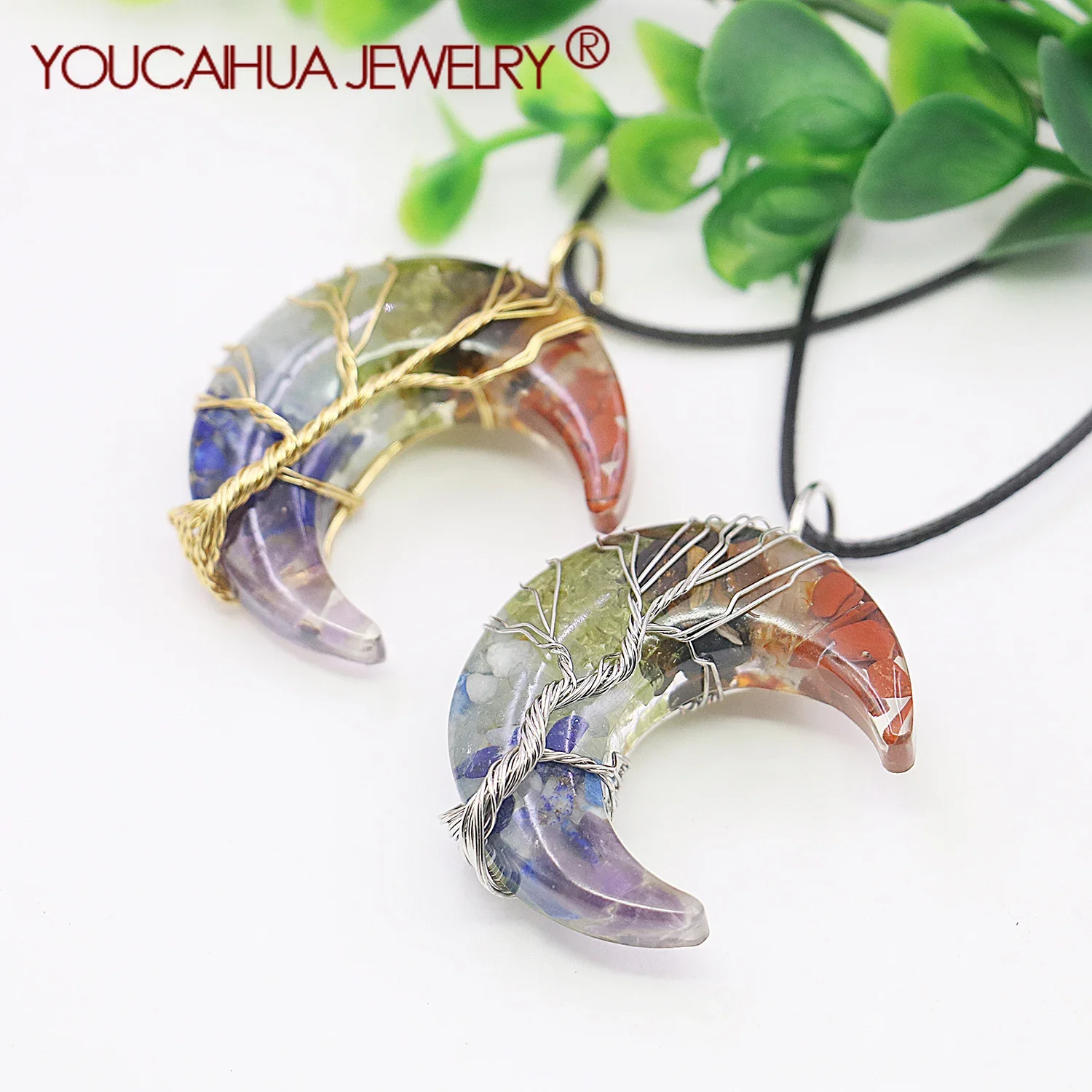 Подвеска YOUCAIHUA JEWELRY Луна Аметист Лазурит Нефрит Смола