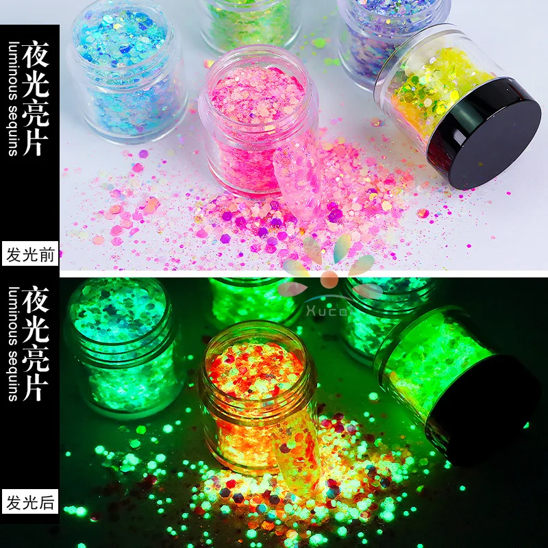 

Color Luminous Sequins Glow In The Dark Glitters for DIY Epoxy Mold Jewelry Findings Nail Art Craft Resin Filling Decoration