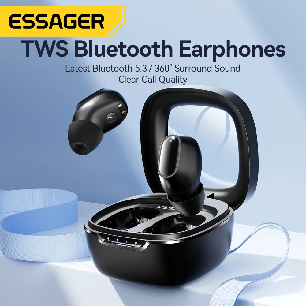 Фото Essager TWS Bluetooth5.3 Наушники с шумоподавлением Настоящая беспроводная стерео спортивная гарнитура-вкладыш с микрофоном №3