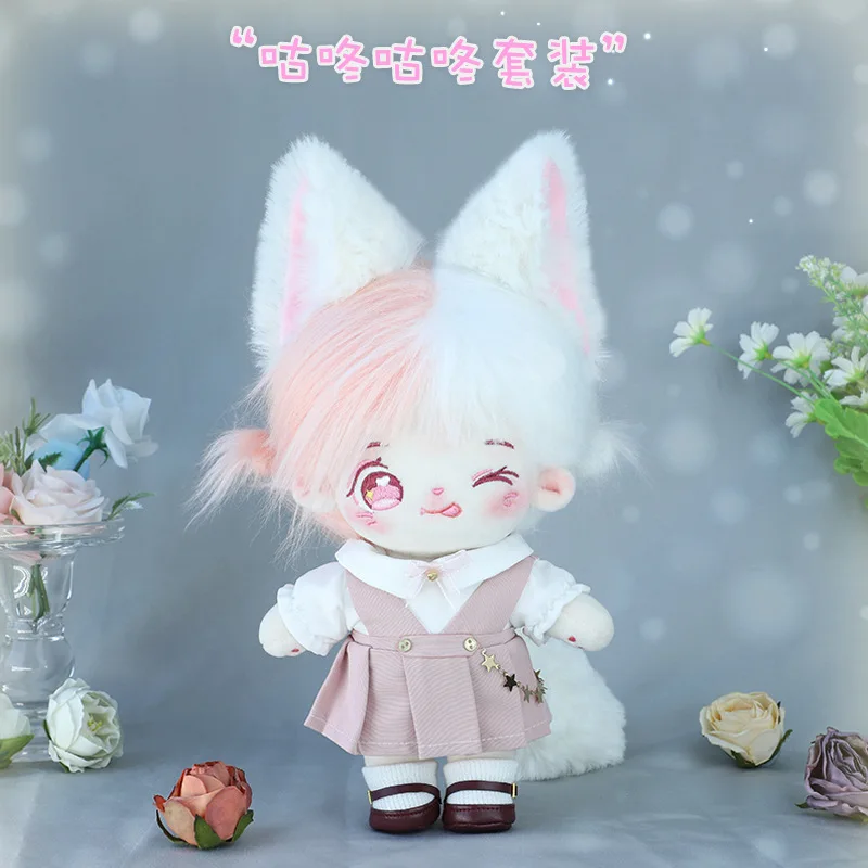 

Симпатичная хлопковая кукла, аксессуары для волос, плюшевые лисьи уши, хвост, плюшевая кукла, мультяшная анимация, может менять куклу, милый ...