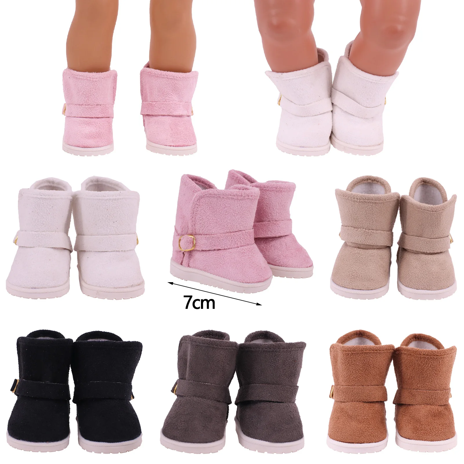 7 Cm Doll Shoes Winter Short Style Leather Plush Boots For 43 Cm New Baby Born Doll,16-18 Inch AG Girl Boy Doll Toys Accessories
