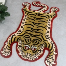 Tibetan Tiger Carpet Super Soft Tufted Animal Bedside Carpet Non-slip Absorbent Bathroom Mat Home Decor Living Room Area Rugs