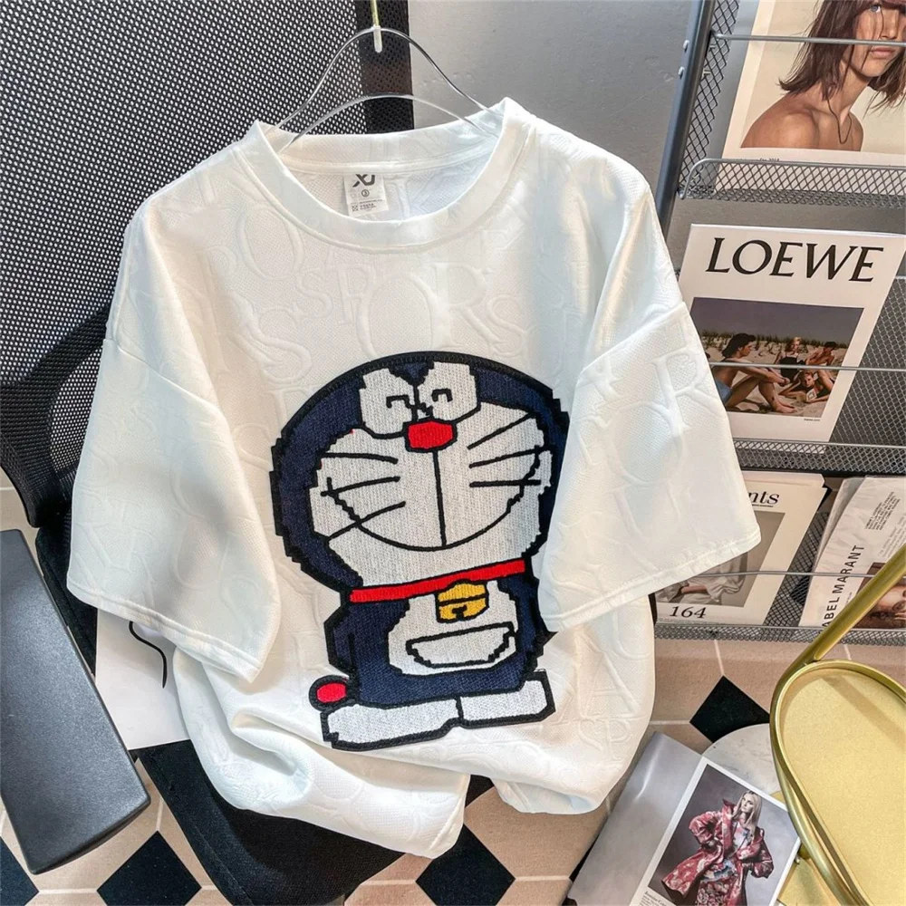 

Летняя белая футболка унисекс с мультяшным принтом для мальчиков и девочек, уличная одежда, кавайные Японские футболки, свободная уличная о...