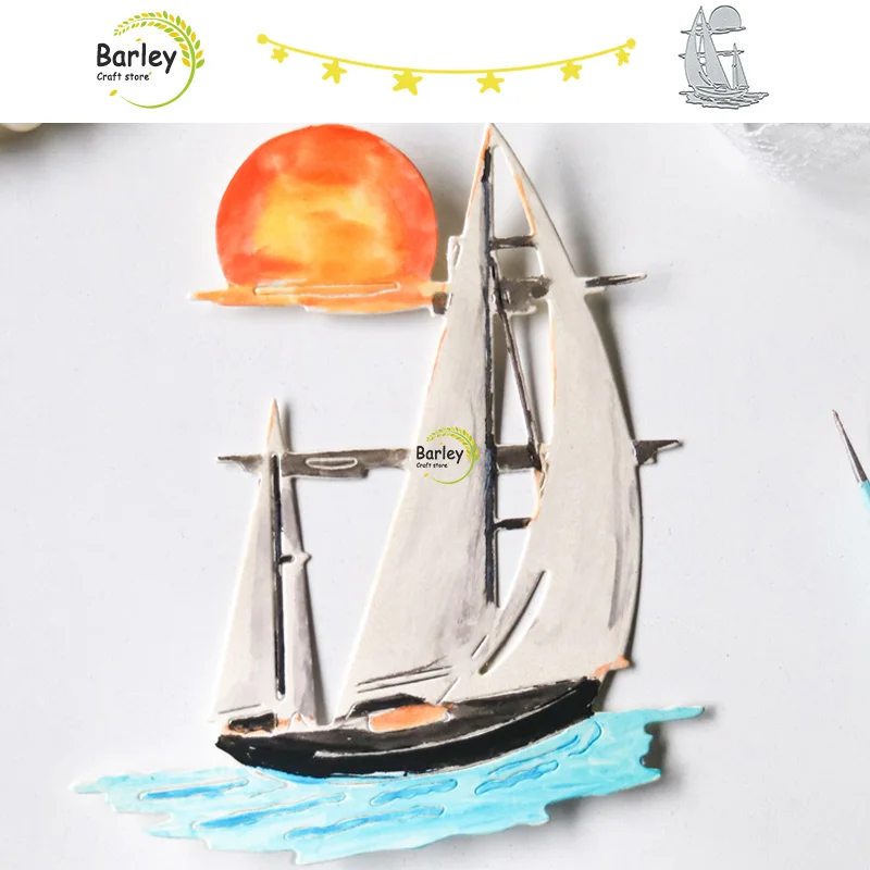 

Craft Die Cut Boat Cutting Dies Sun Scrapbook Embossing DIY Album Cover Paper Cards Making Tool Blade Punch Stencils
