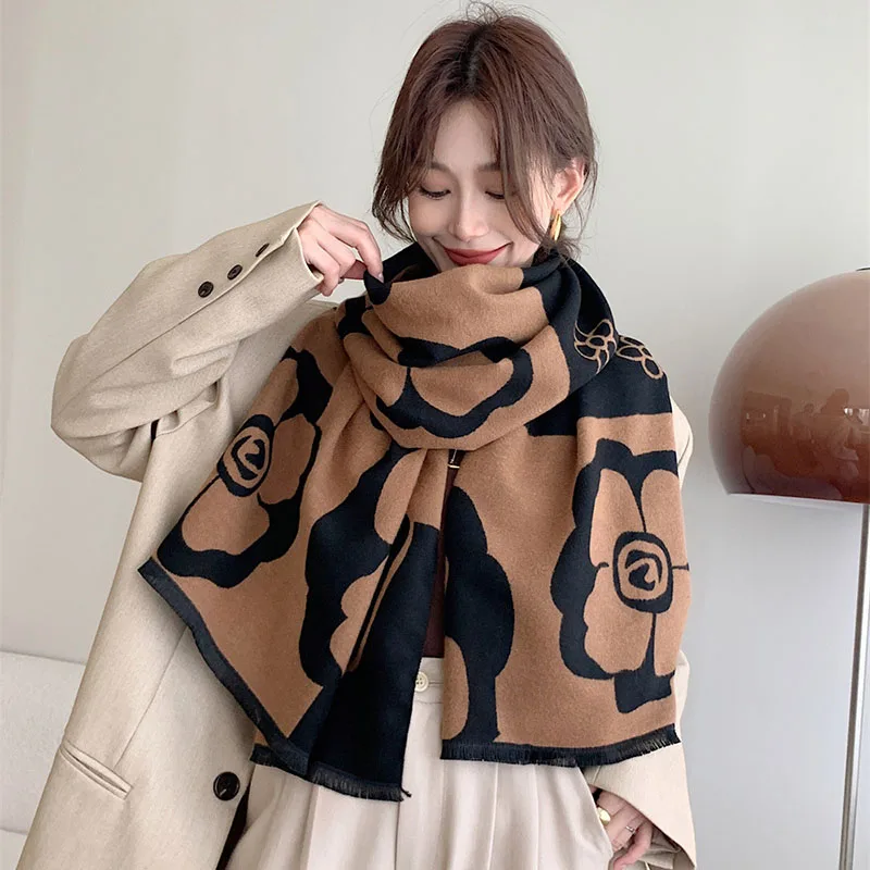 

Women's Winter Scarf Luxury Design Cashmere Warm Scarf Women's Luxury Thickened Soft Shawl Wrap Gift