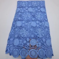 baby blue dry lace fabric with flowers 2022 popular style for african nigeria woman wedding party dress sewing 5yards ly579