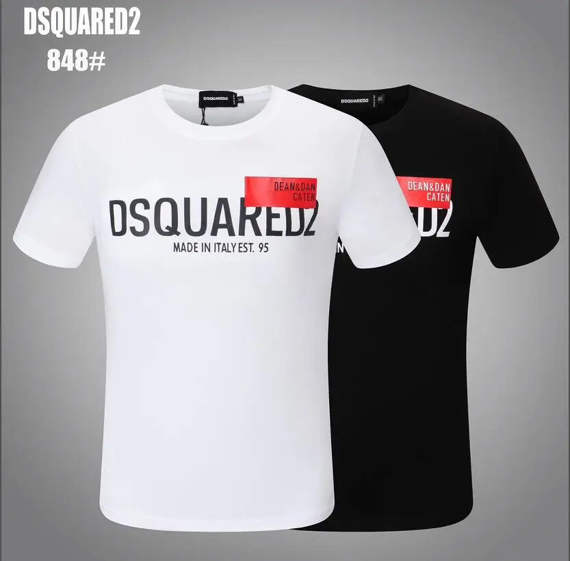 

Top Clothes Summer Dsquared2 Street Hip-Hop O-Neck Short-Sleeved T-shirt Cotton Locomotive Letter Printing DSQ2 Casual Tee M