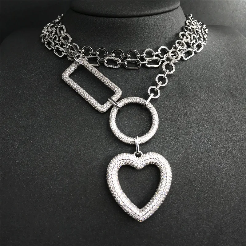 

s925 sterling silver December new heart-shaped chain necklace women's luxurious fashion temperament sweater chain jewelry