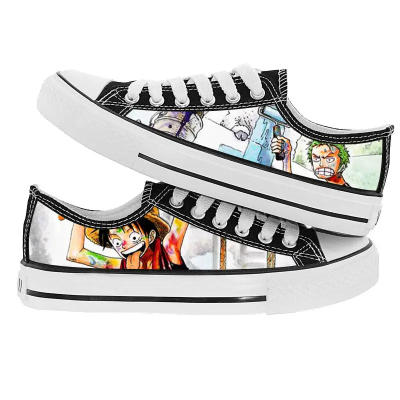 

Anime Monkey D Luffy One pcs Canvas Sneakers Low Top Casual Shoes for Kids Youth