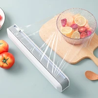 food wrap cutter reusable wrap dispenser with slide cutter for cling film tin foil kitchen wall mounted cling film storage box
