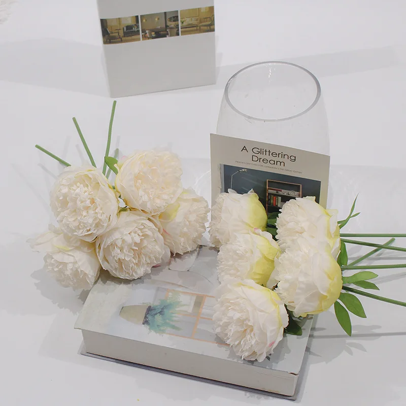 

23cm Cream White Peony Flower Wedding Ornaments Home Bedroom Festive DIY Decoration Road Guidance Background Flower