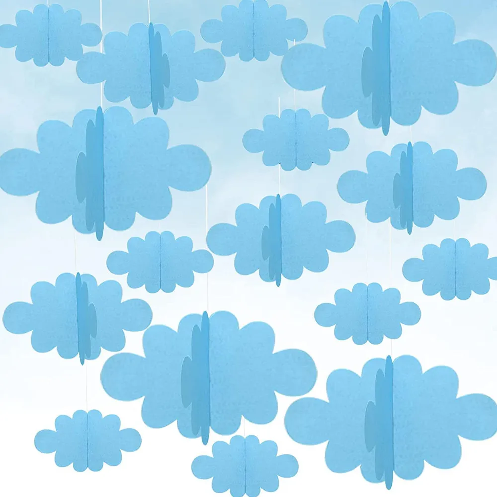 

16pcs 3D Cloud Decorations Hanging Clouds For Ceiling Felt Cloud Ornaments Wall Decor Clouds For Room Shower Party Nursery