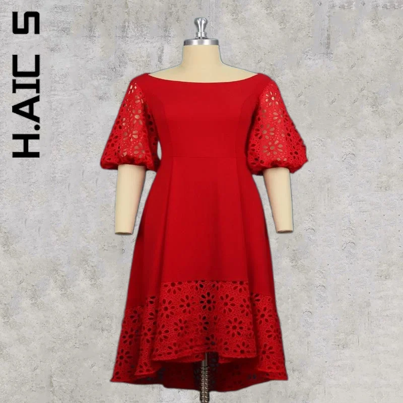 Женское платье с коротким рукавом H. АИК модное миди открытыми плечами кружевная