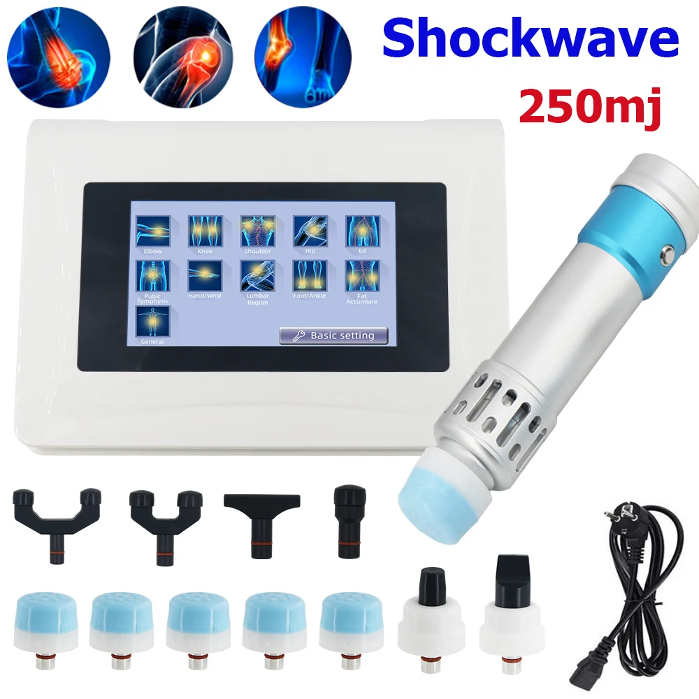 

Shockwave Therapy Machine 250mj For Men Tennis Elbow ED Treatment 2 in1 Chiropractic Shock Wave Massage Gun Body Relax Massager