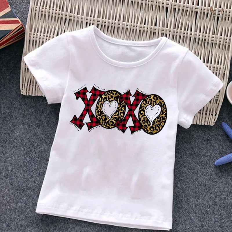 Boys Girls Clothes love Cartoons Tops Kids Tees Fashion T-shirt Interesting xoxo printing Summer Short Sleeves wholesale