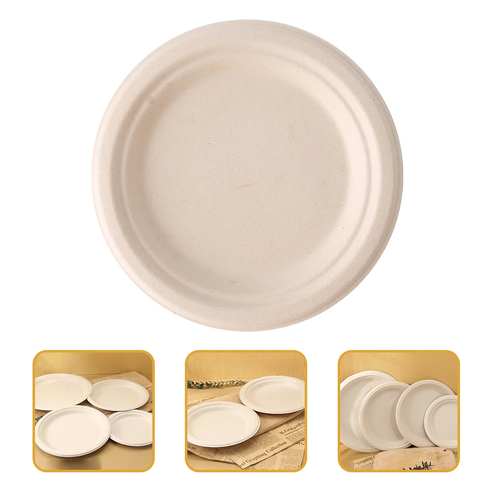 

50pcs Disposable Flatware Round Cake Plates Dessert Food Serving Plates Party Dinnerware