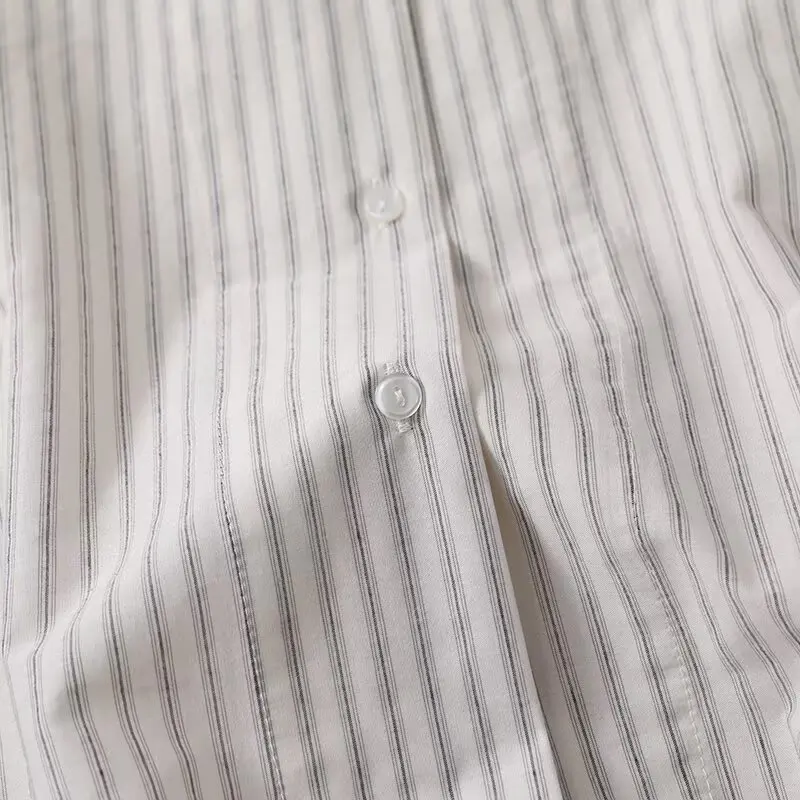 Женская новая модная свободная однобортная полосатая рубашка повседневная с