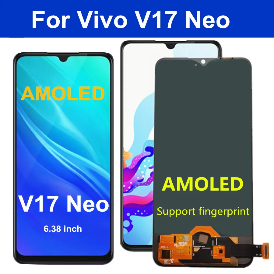 

6.38" Super AMOLED For Vivo V17 Neo LCD Display Touch Digitizer Screen Assembly Replacements for vivo v17neo LCD