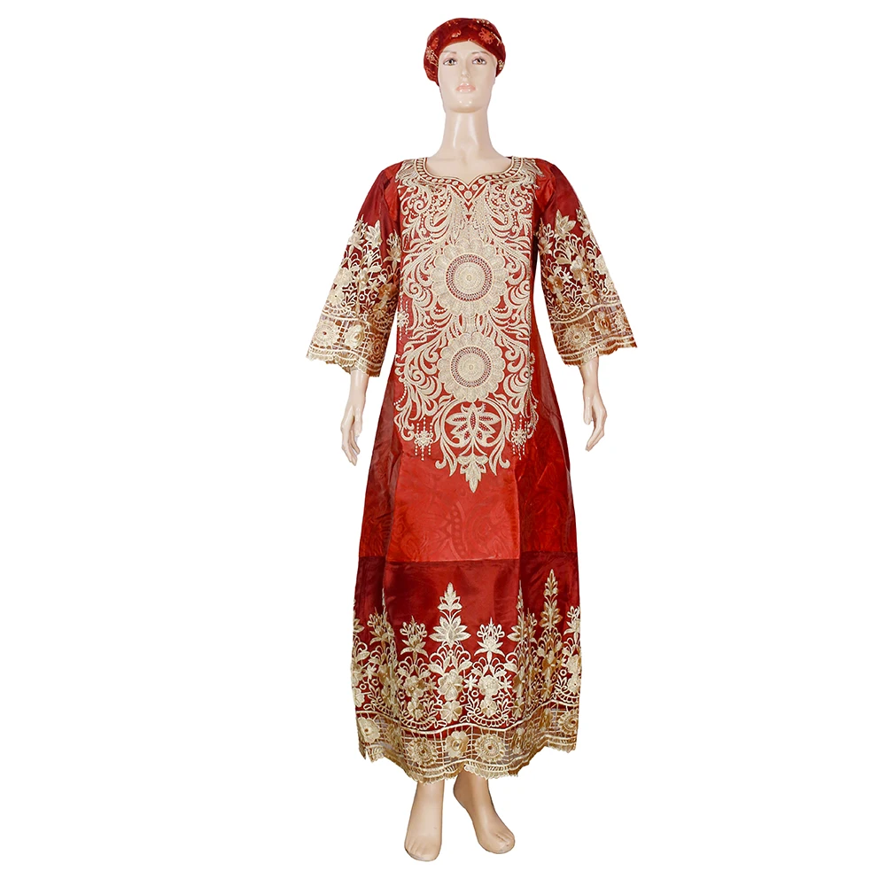 

Африканские платья H & D для женщин, традиционная нигерийская одежда с вышивкой, богатые африканские халаты из Анкары, Африканское свадебное платье-тюрбан