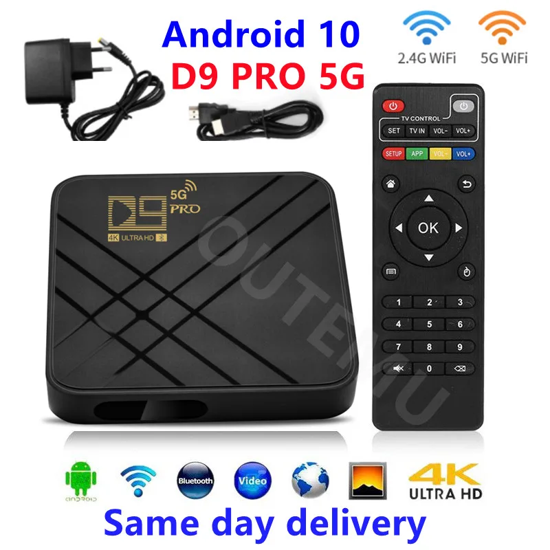 

Умная ТВ-приставка D9 PRO, Android 10,0, Amlogic S905L, 4 ядра, 2,4 ГГц
