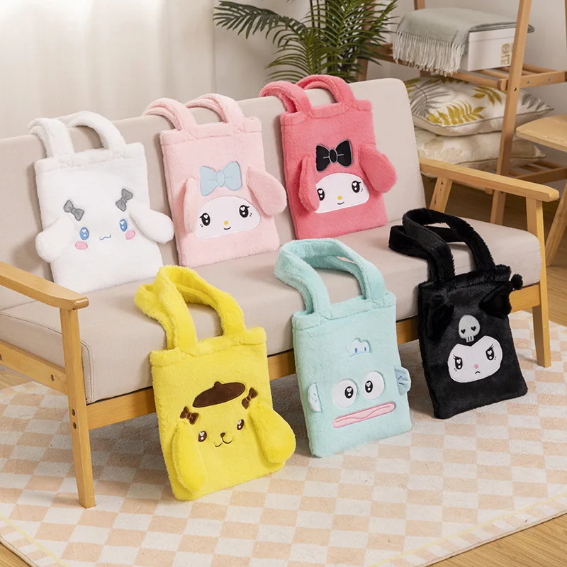 

Sanrio Kawaii аниме My Melody Kuromi Большая вместительная сумка-тоут через плечо Симпатичная повседневная плюшевая модная сумка игрушки для детей
