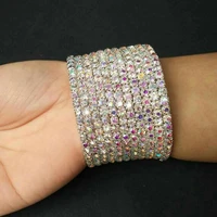 7 10 rows rhinestone bangle bracelet silver plated and gold color metal sparkly ab crystal indian bangles for women
