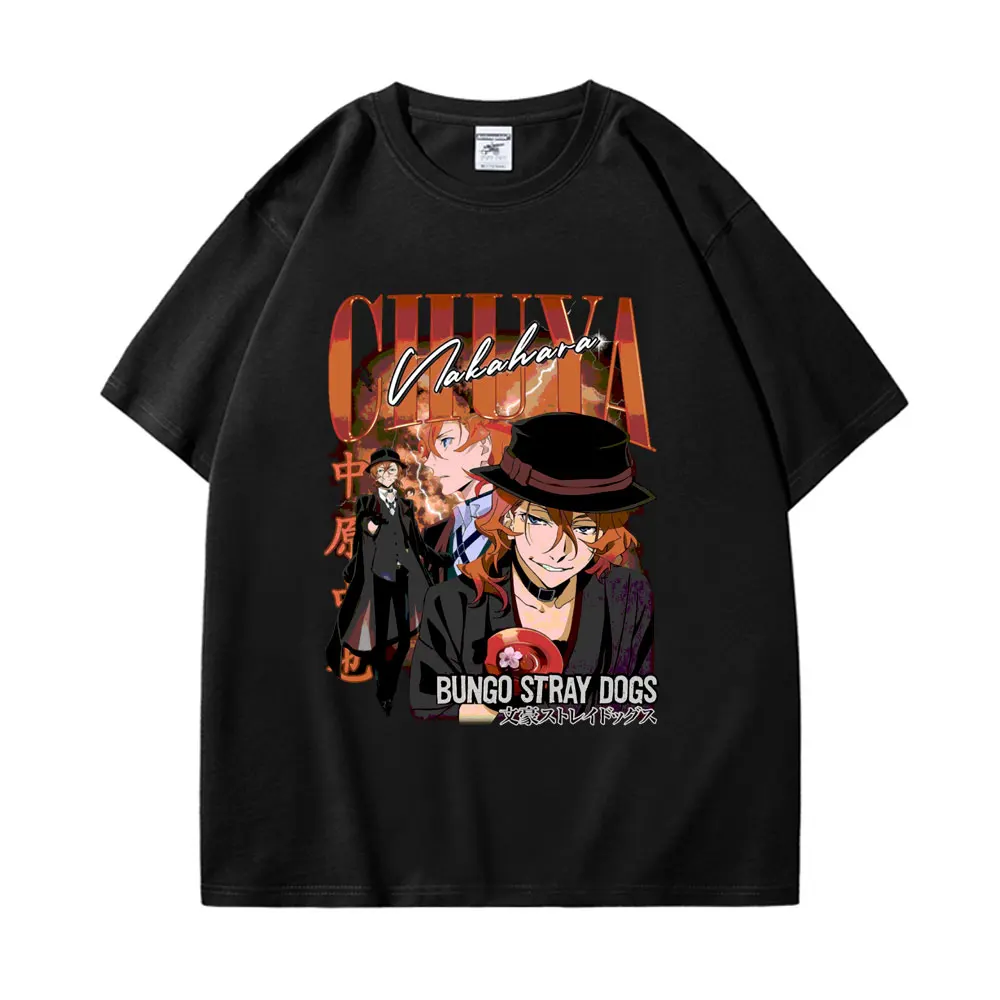 

Japan Anime Bungou Stray Dogs Print T Shirt Men Women Street Fashion 100%cotton T-shirt Summer Vintage Casual Oversized T-shirts