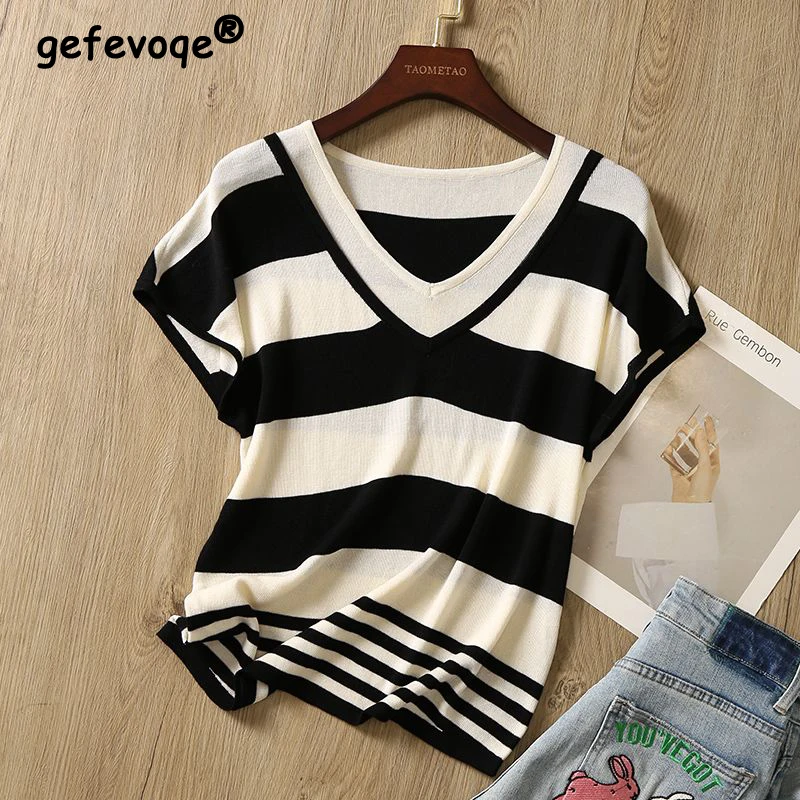 Женская одежда элегантная полосатая Лоскутная футболка с имитацией двух частей