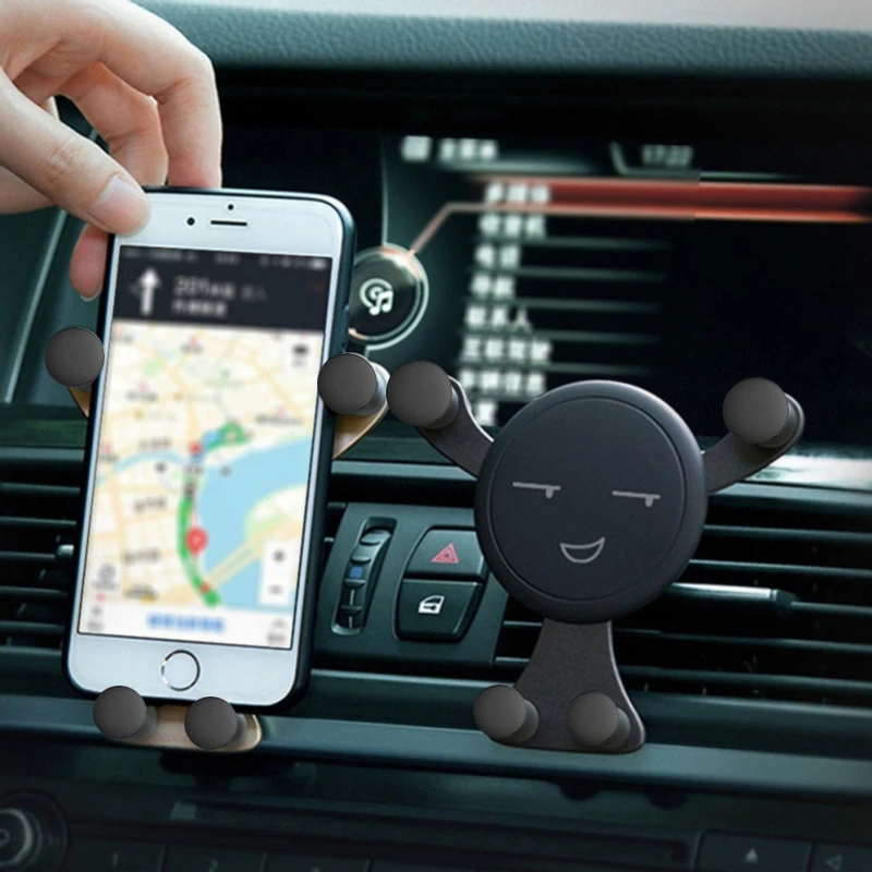 

Gravity Car Phone Holder 3 Colors Smile Face Air Vent Clip Mobile Phone Clip Stand Bracket GPS Support For IPhone Xiaomi Samsung