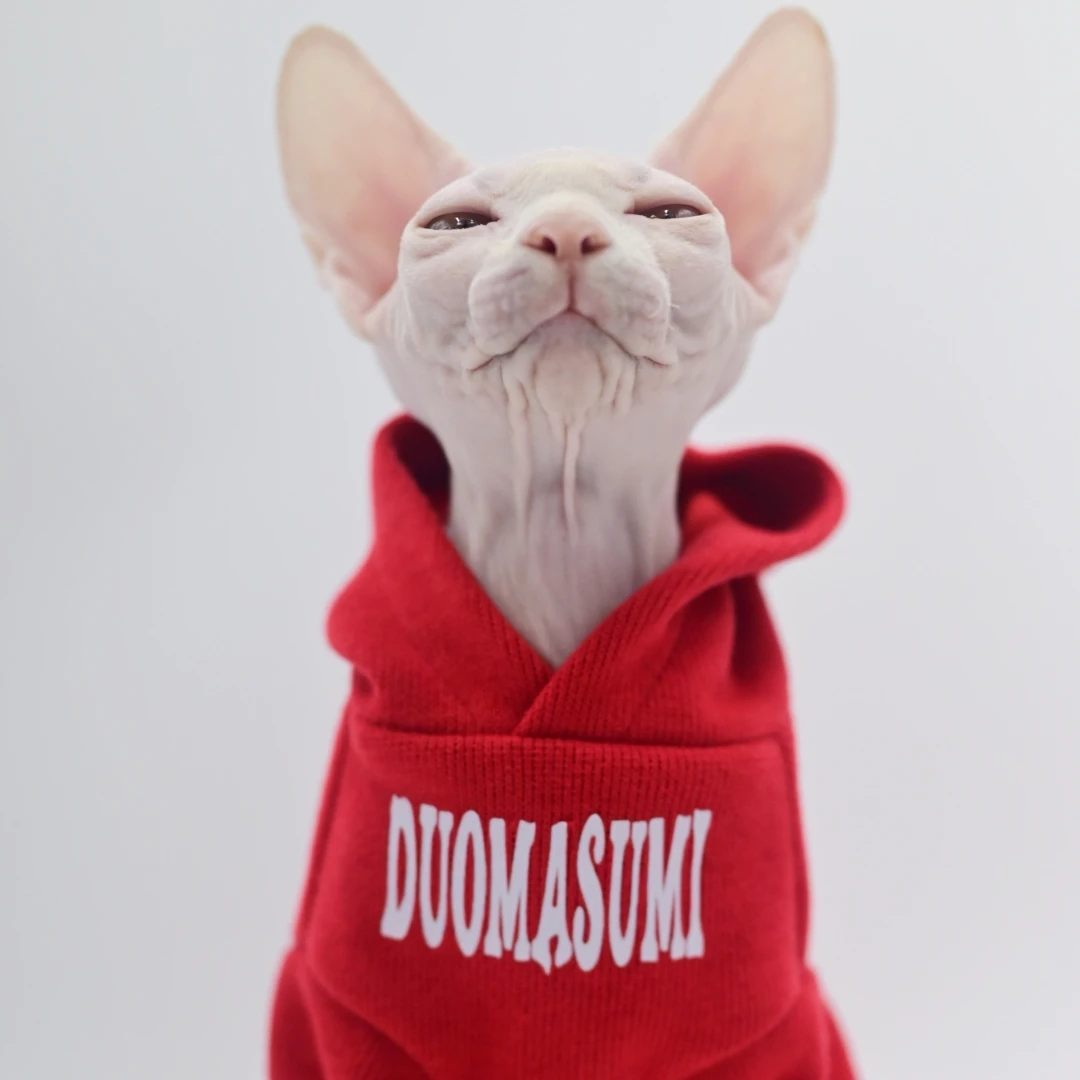 Фото Толстовка с капюшоном для кошек DUOMASUMI для безволосых пород — ультрамягкий весенне-осенний пуловер для сфинкса, Devon Rex, Cornish Rex и Abyssinian Cats №4