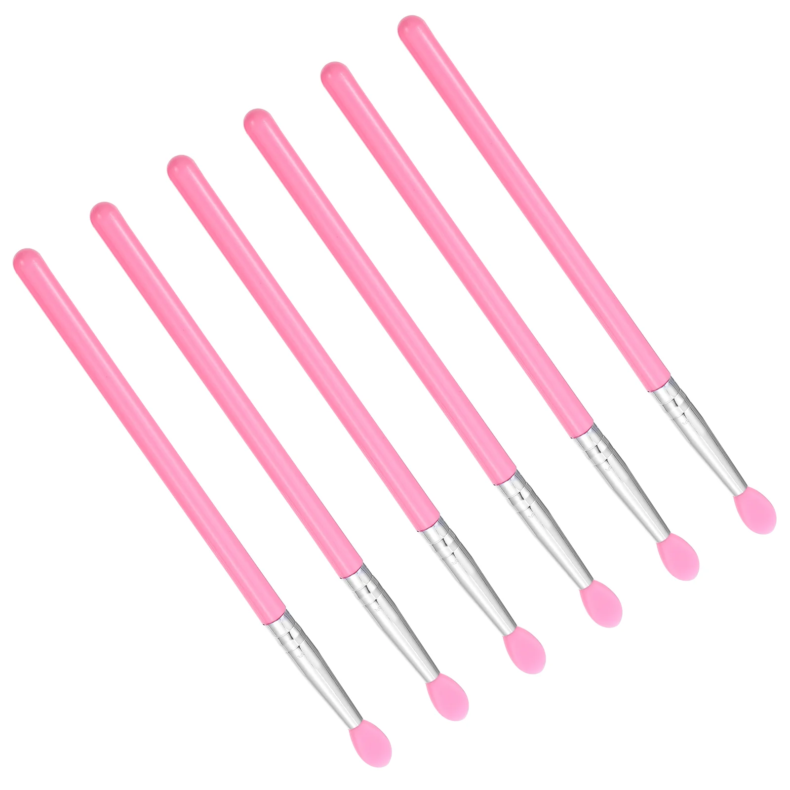 

6 Pcs Silicone Mask Brush Lip Gloss Lipstick Makeup Applicator Wooden Handle Balm Miss
