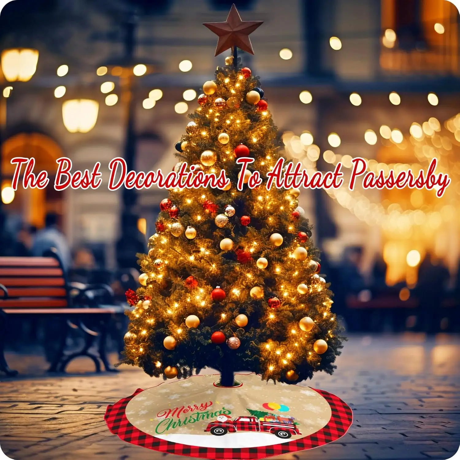 Красная юбка на рождественскую елку 36 дюймов с Санта-Клаусом красным черным