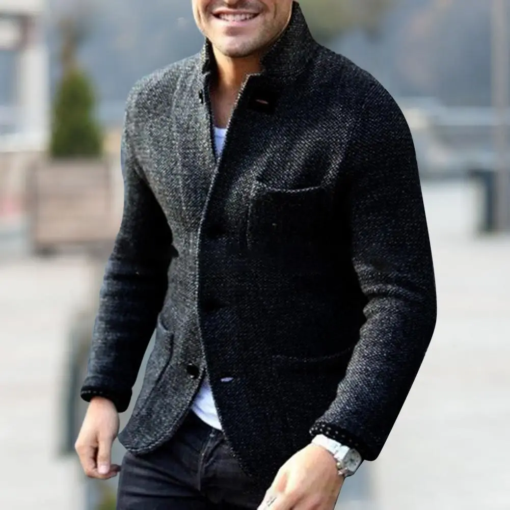

Trendy Men Jacket Chest Pocket Super Soft Cardigan Coat Slim Fit Long Sleeve Jacket