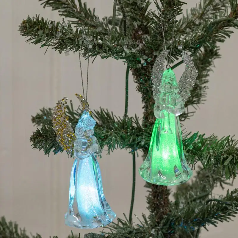 3D украшение в виде ангела подвесной кулон с крыльями красочная Светодиодная