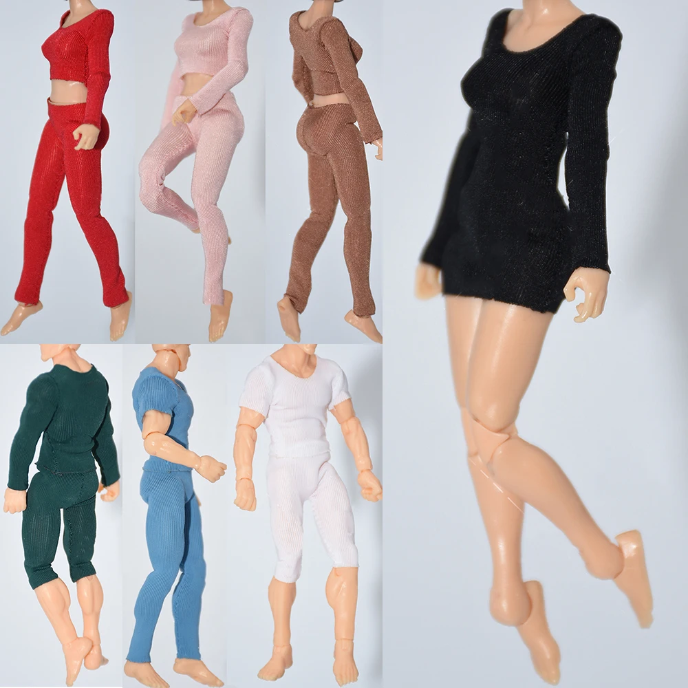 

1/18 Male Female Tight Full Bodysuit Anti-stain Underwear Set Sexy Short Shirt Pants Set for 3.75inch Action Figure Body Model