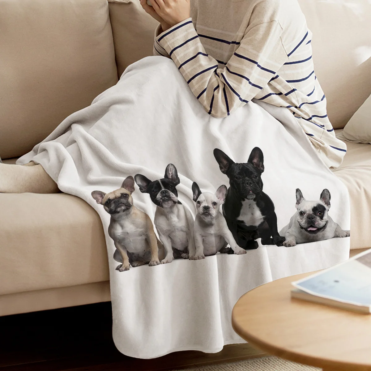 

Фланелевое Одеяло с французским бульдогом, переносное мягкое флисовое покрывало для кровати, дивана, смешное плюшевое покрывало для кроват...