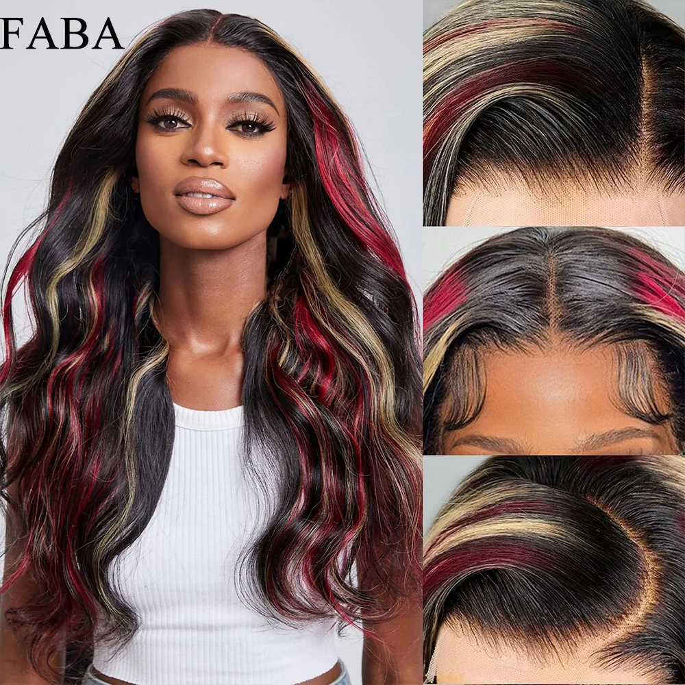 FABA Highlight Body Lace Front Wig Человеческие волосы Черный Красный Блондинка Парик из