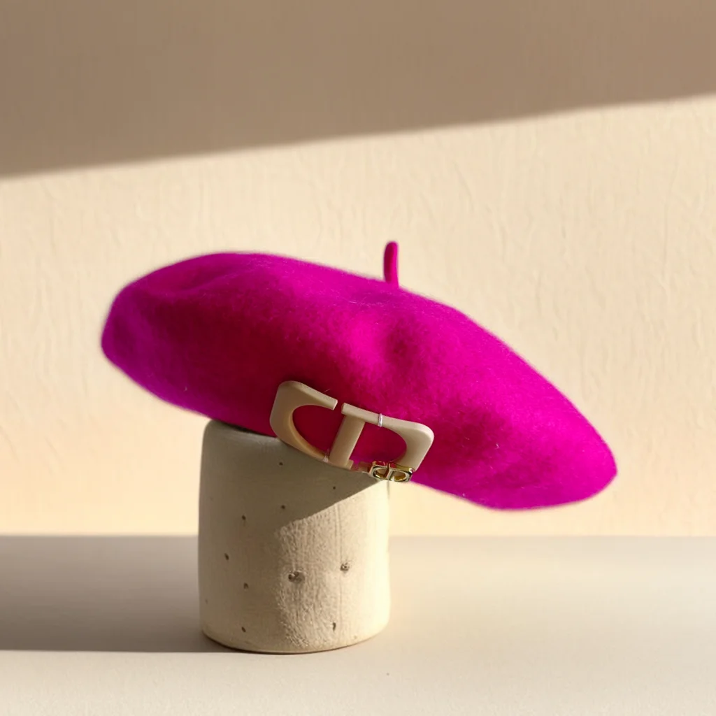 Женский шерстяной берет с надписью на английском языке