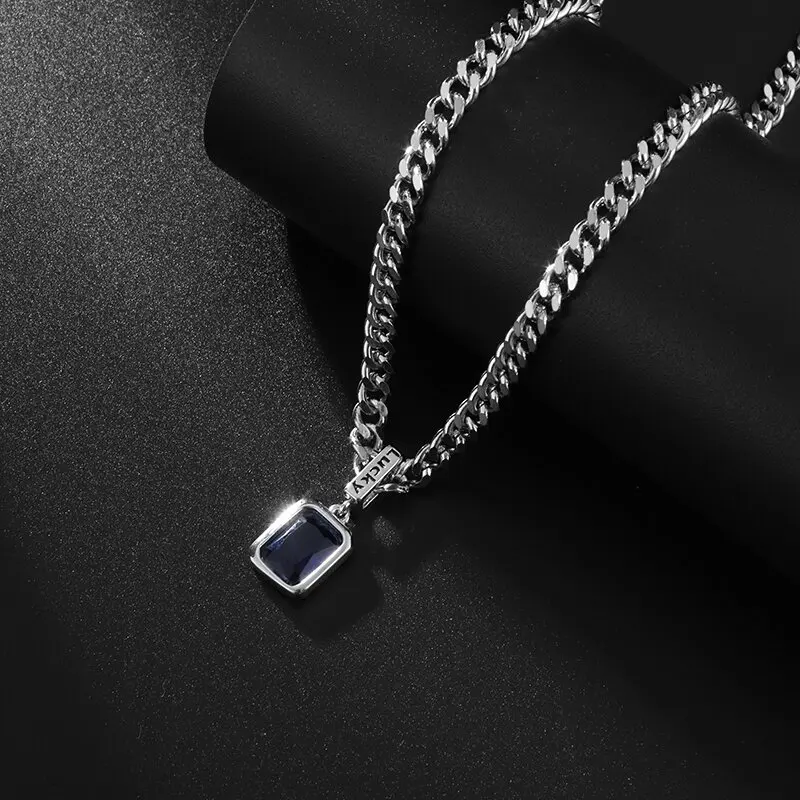 

Женское модное ожерелье, ожерелье с подвеской из голубого квадрата с цирконием, ювелирные изделия для коктейлей и выпускного, в подарок, дел...