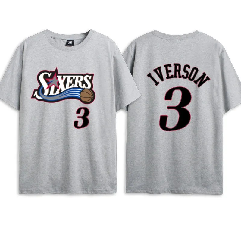 xiaomi 2022 new short sleeve T-shirt Allen Iverson No. 3 same cotton basketball 76ers classic round neck summer half sleeve