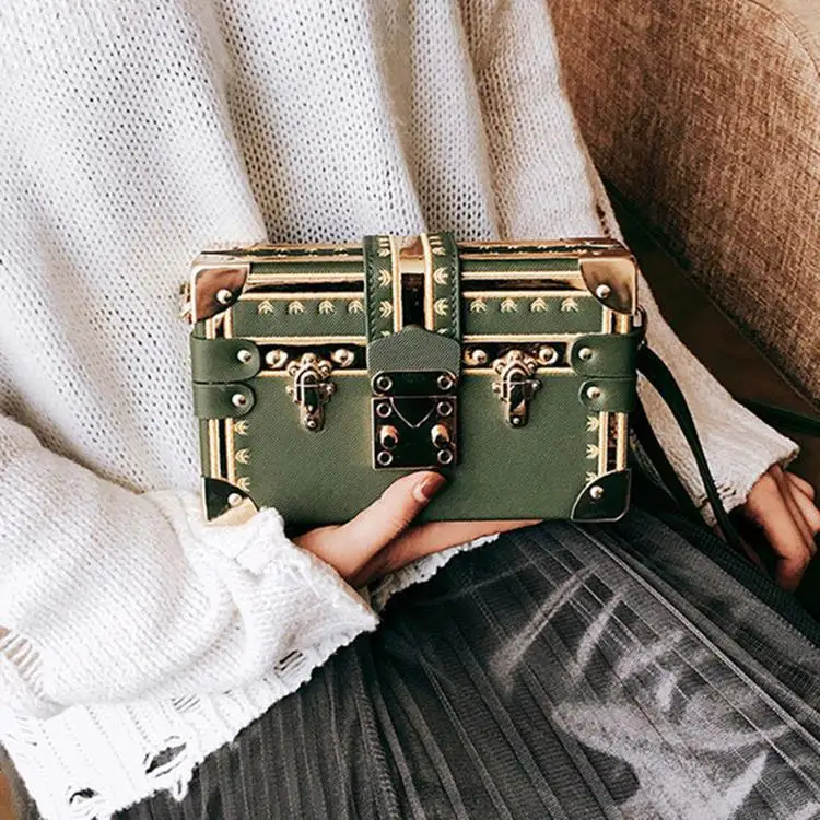 

Роскошная дизайнерская женская сумка в стиле ретро, элегантная квадратная косметичка с замком, Роскошный Универсальный мессенджер на одно ...