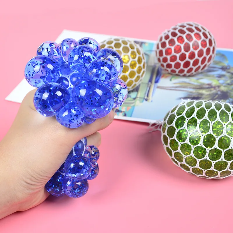 

Stress Relief Squeeze Grape Balls Relieve Pressure Balls Hand Fidget Toy Rainbow Novetly Squeeze Ball Mesh Squishy Balls