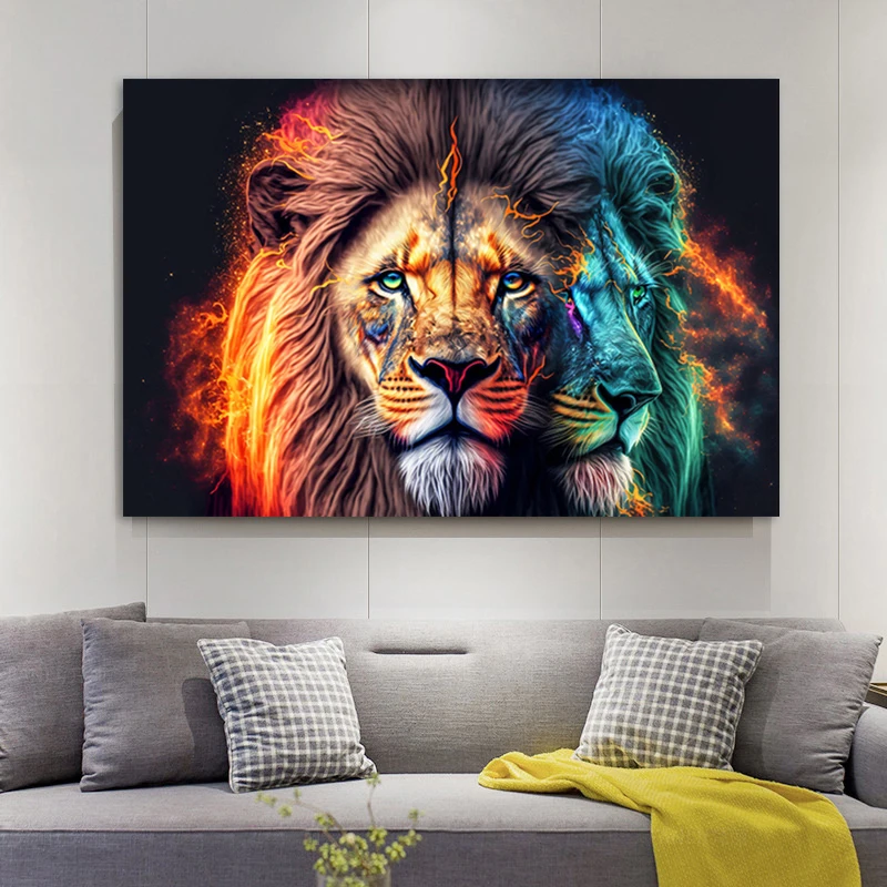 

Abstract Wildlife Graffiti Lion Canvas Painting Poster And Print Colorful Animal Wall Art Pictures for Living Room Home Decor