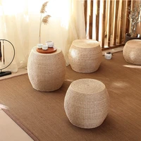 home living room small round straw stool hallway tatami shoe changing stool bedroom hand woven ottoman home chair furniture
