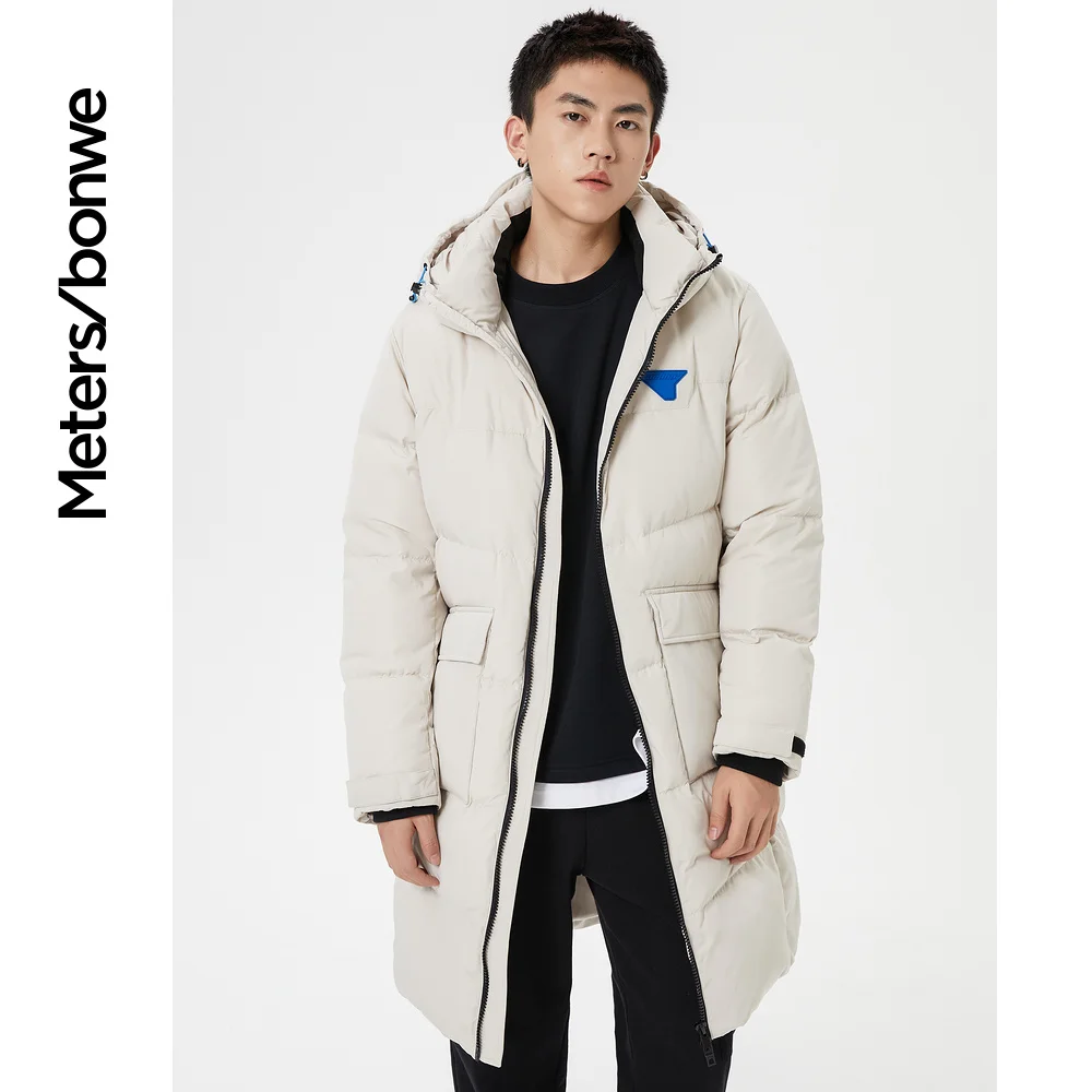 Metersbonwe Long Hooded Down Jacket Men Outwear Duck Down Coat Warm Climbing Parkas Snow Coat Brand Winter Clothes Thick Jacket